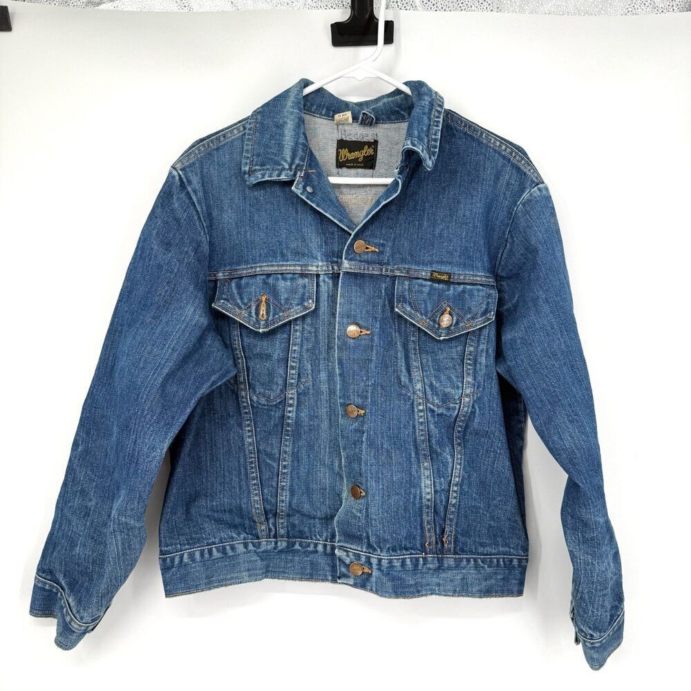 Vintage 60s 70s Wrangler 124MJ Denim Trucker Jacket Jean Cowboy Size 42 USA